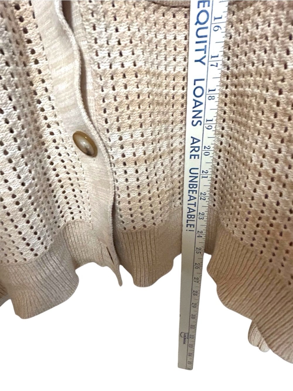 Anthropologie 2X Crocheted Pocket Collar Sweater Coat Sand Ivory Cardigan - Picture 12 of 16
